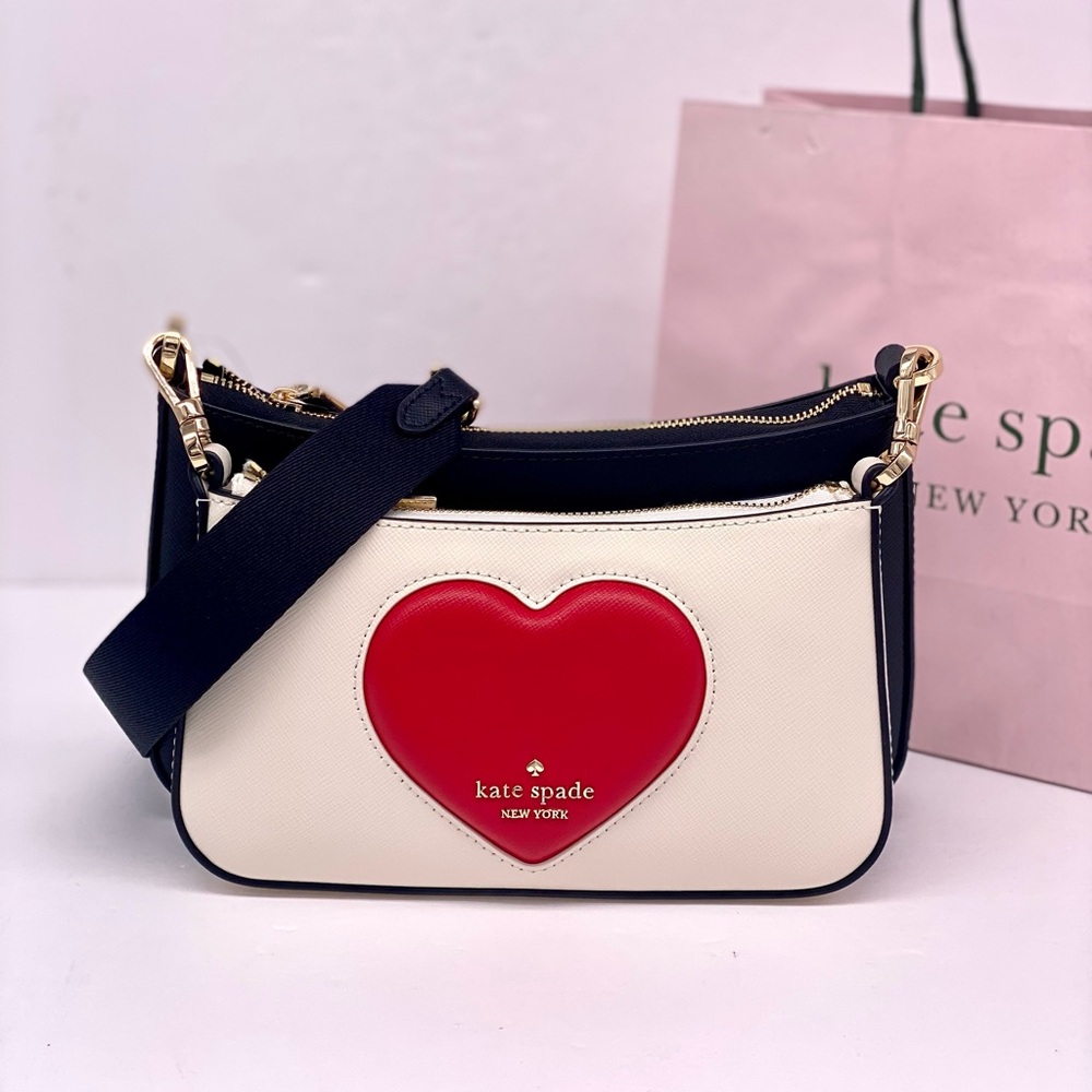 Kate Spade Duet Puffy Heart Crossbody, Meringue Multi NWT - Picture 2 of 16